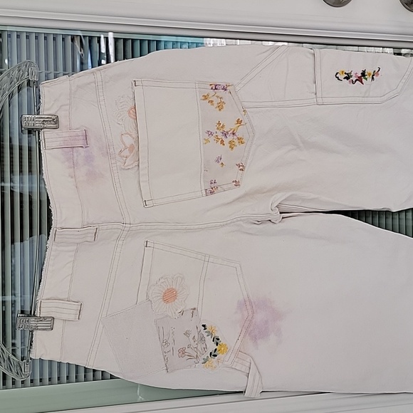 We The Free Love Alive Boyfriend Jeans Patchwork Dye Carpenter Pants Sz 28 - Picture 10 of 16